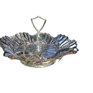 Federal Carnival Glass Pioneer Fruit Pattern Serving Dish W/handle
